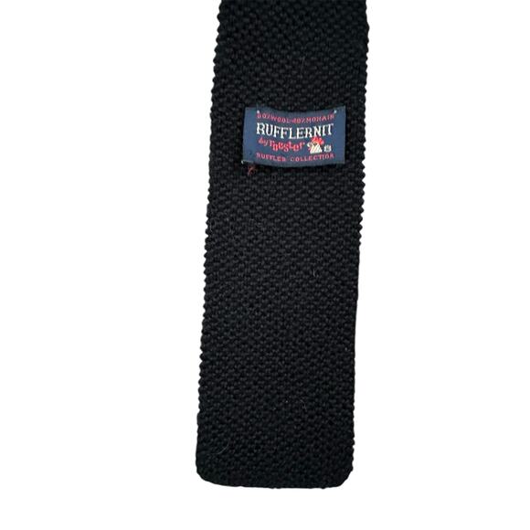 Vintage Rufflernit by Rooster Square End Tie Mohair Wool Black - Picture 3 of 4